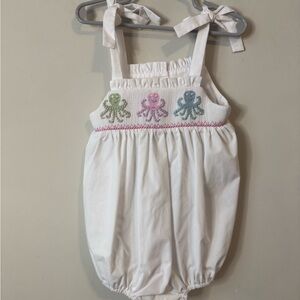 White smocked toddler girls romper size 2T